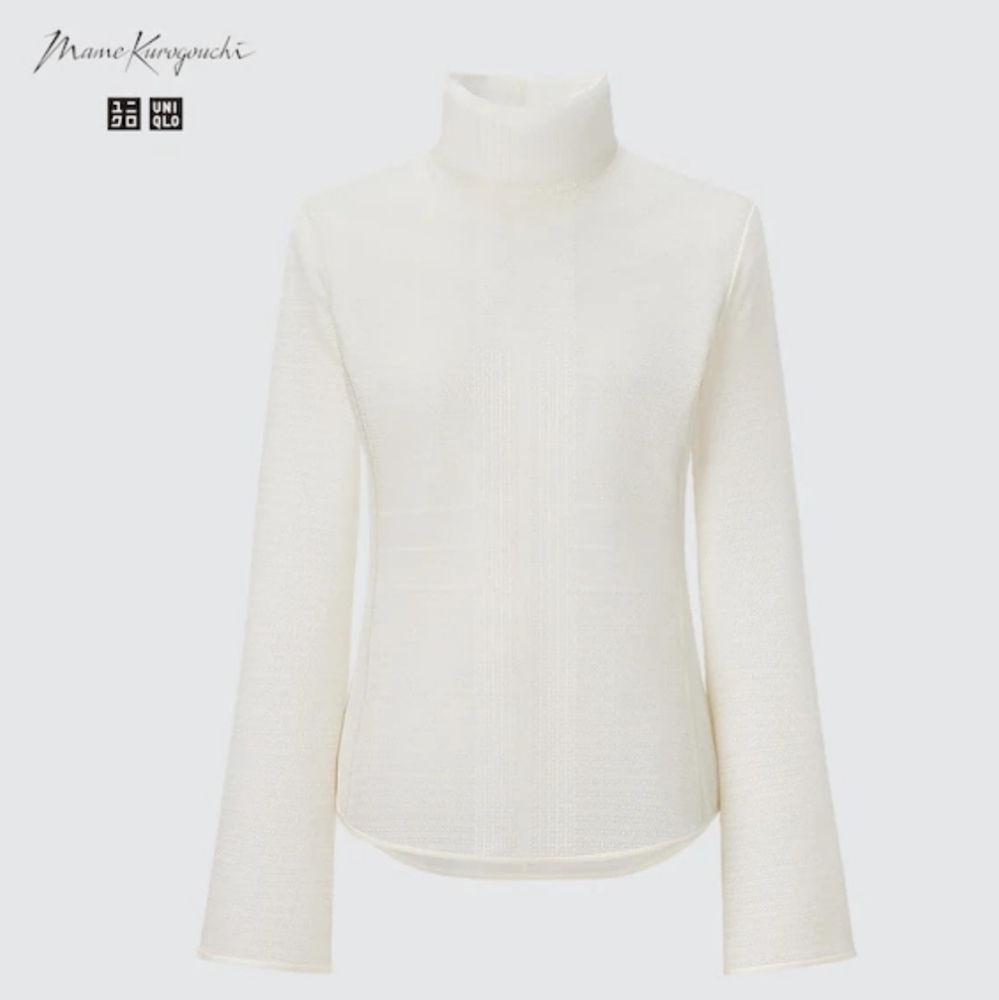 Uniqlo x Mame Kurogouchi Mesh High Neck Long Sleeve T-Shirt White 3XL